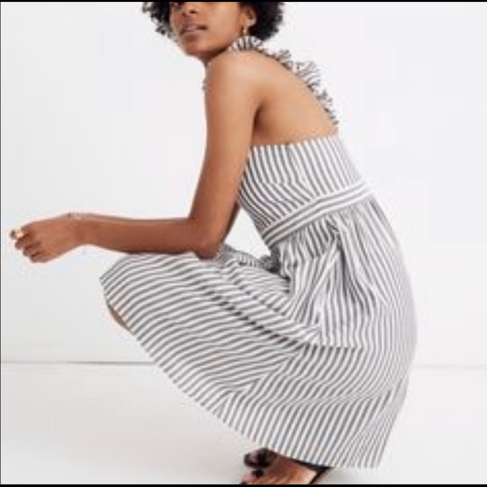 Madewell Striped Ruffle Strap Empire Dress - Picture 2 of 8